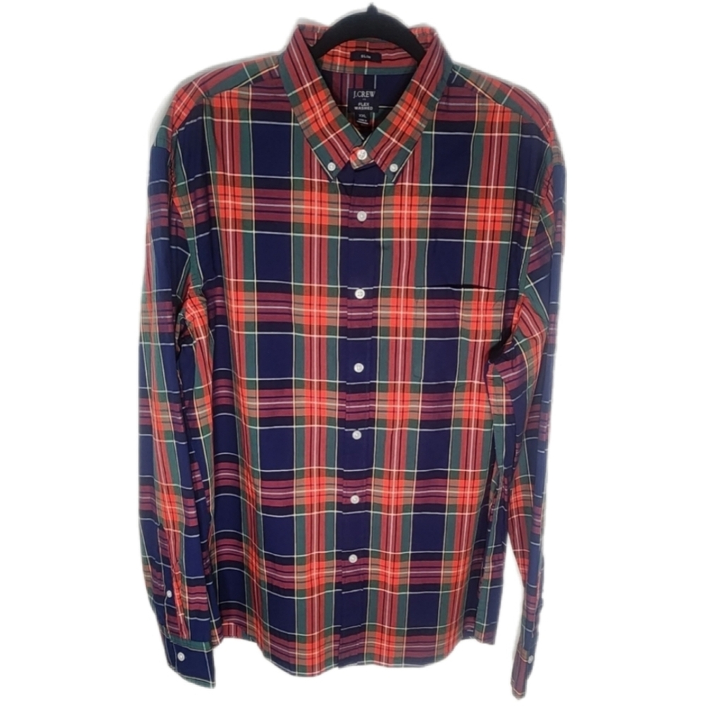 J. Crew Red White Blue Green flannel Shirt
